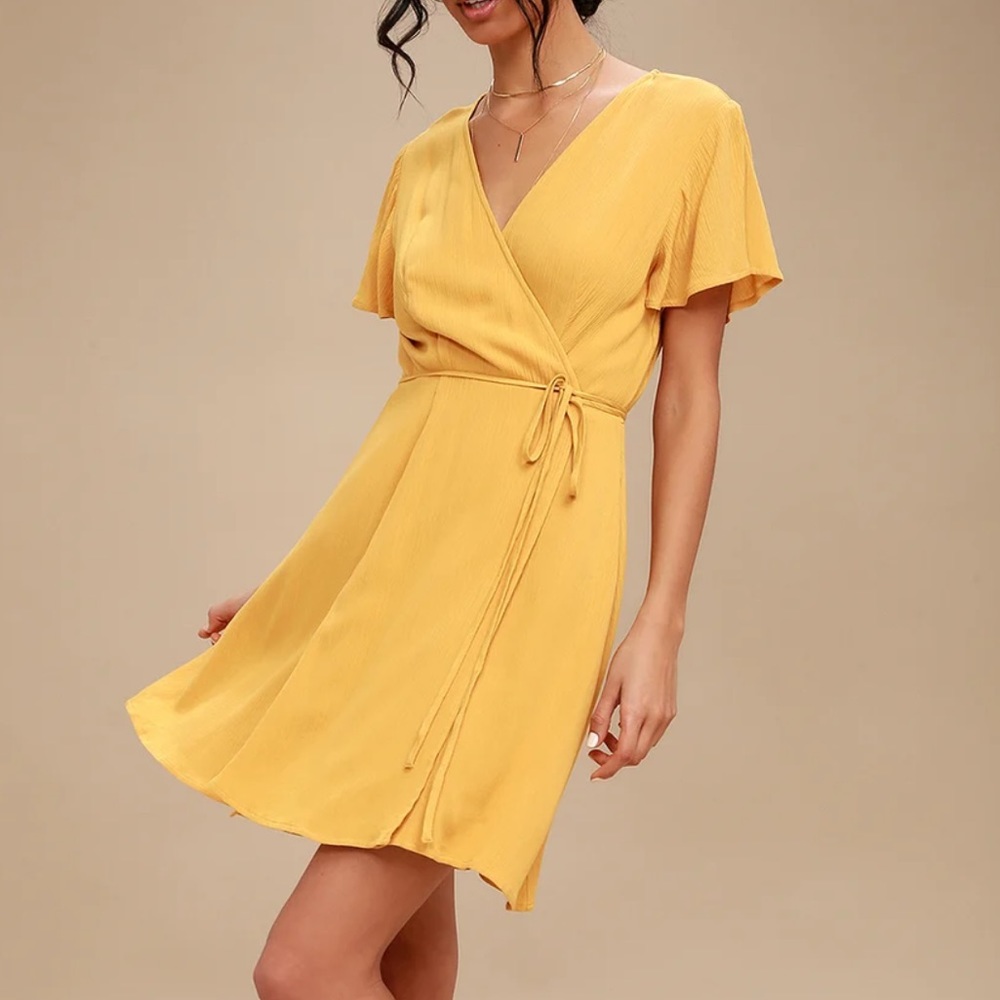 Lulus  harbor point Mustard Yellow wrap dress